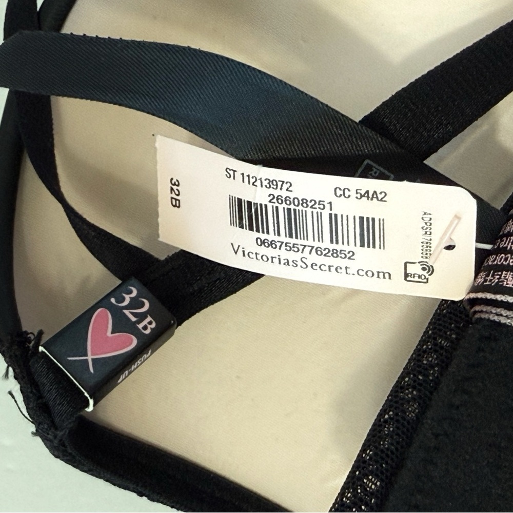 VICTORIAS SECRET BLACK LEATHER FISHNET MESH VERY SEXY PUSH-UP CORSET BUSTIER BRA - Picture 6 of 10